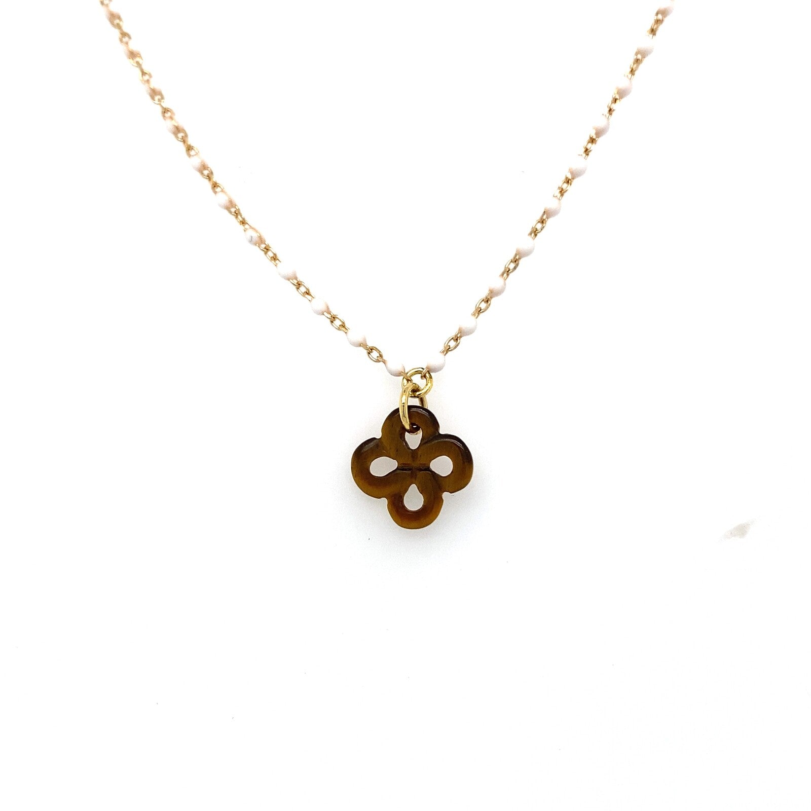 Collier Izarra laque Blanche Oeil de tigre
