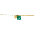 Bracelet Izarra Argent Plaqué Or Jaune Laque Verte Agate verte
