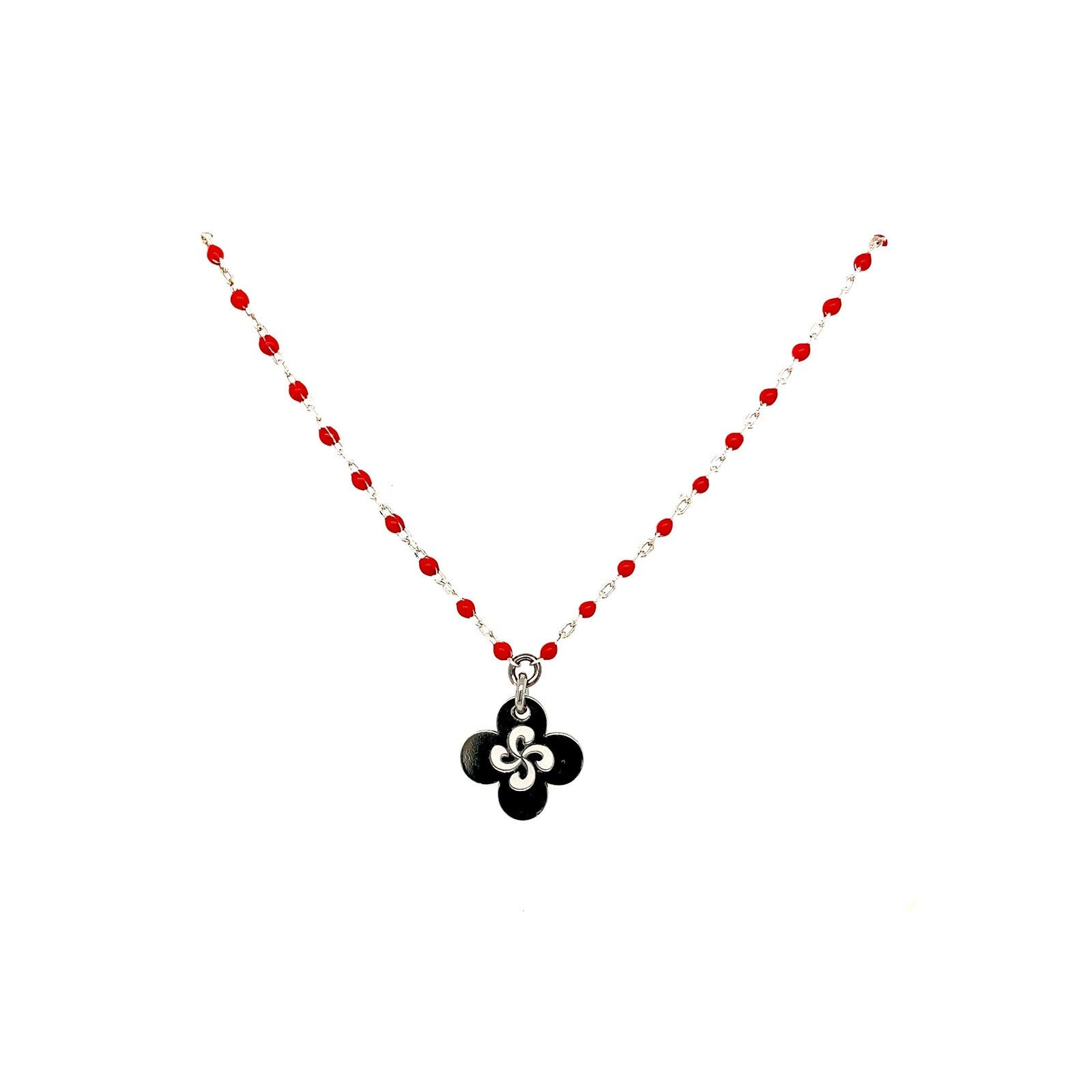 Collier Lore Argent Laque Rouge