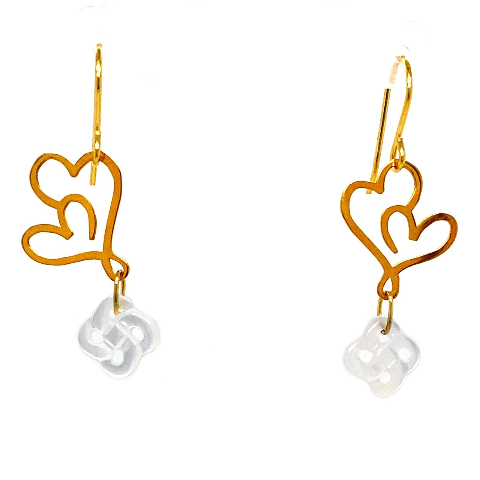 BOUCLES D'OREILLES ARGENT PLAQUE OR JAUNE SAINT VALENTIN