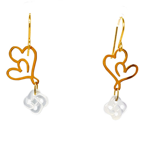 BOUCLES D'OREILLES ARGENT PLAQUE OR JAUNE SAINT VALENTIN