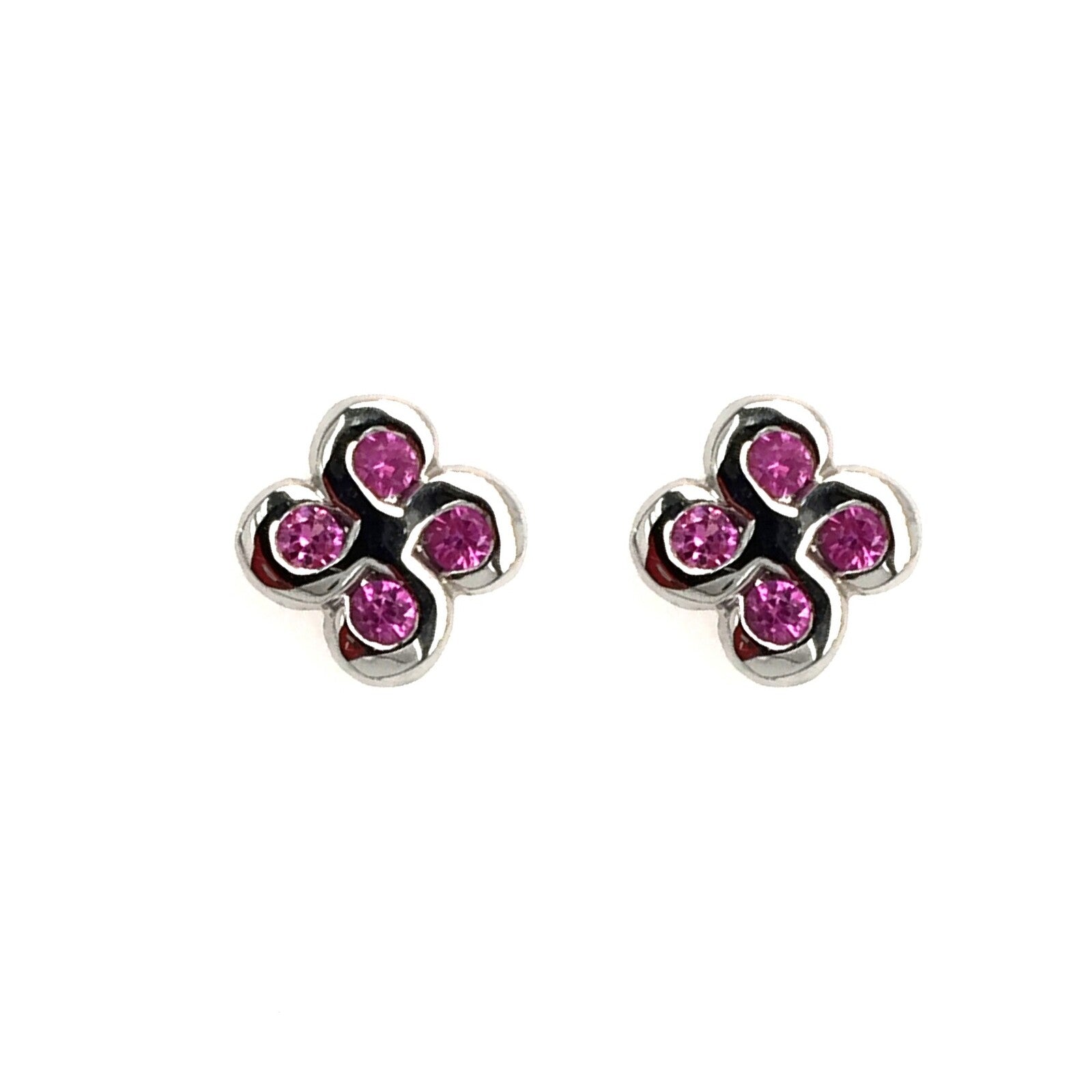 Boucles D'oreilles Alaia Saphirs Roses Or Blanc