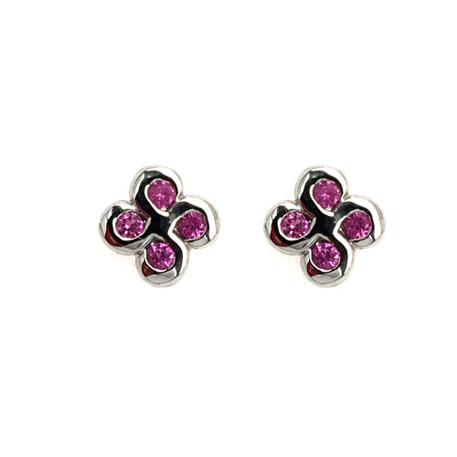 Boucles D'oreilles Alaia Saphirs Roses Or Blanc