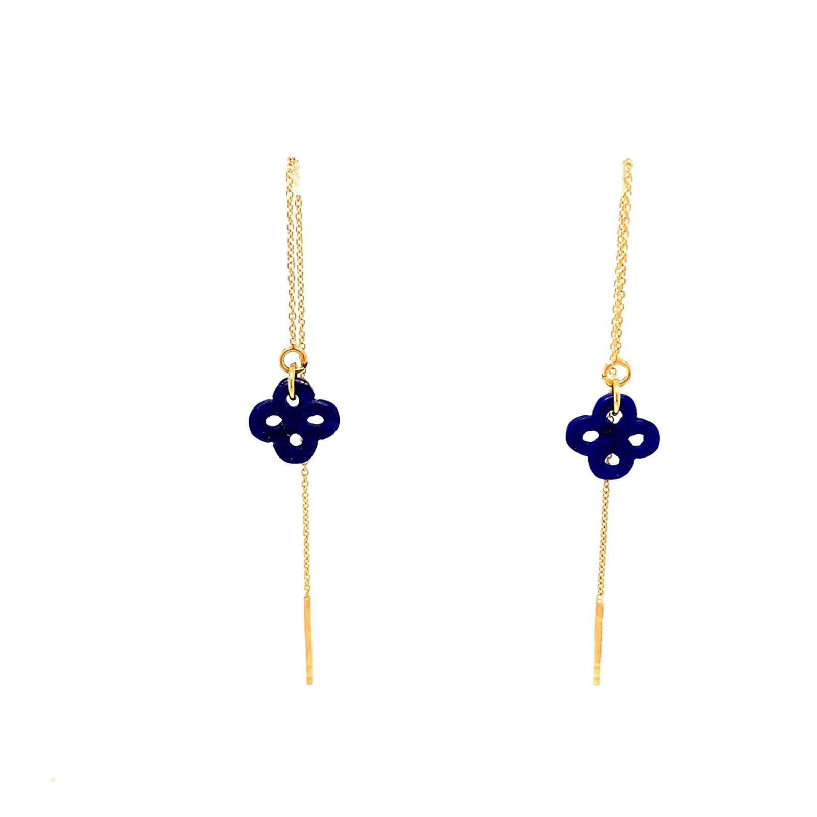 Ilargia Chainettes Argent Plaqué Or Jaune Lauburu Ttiki Lapis Lazuli