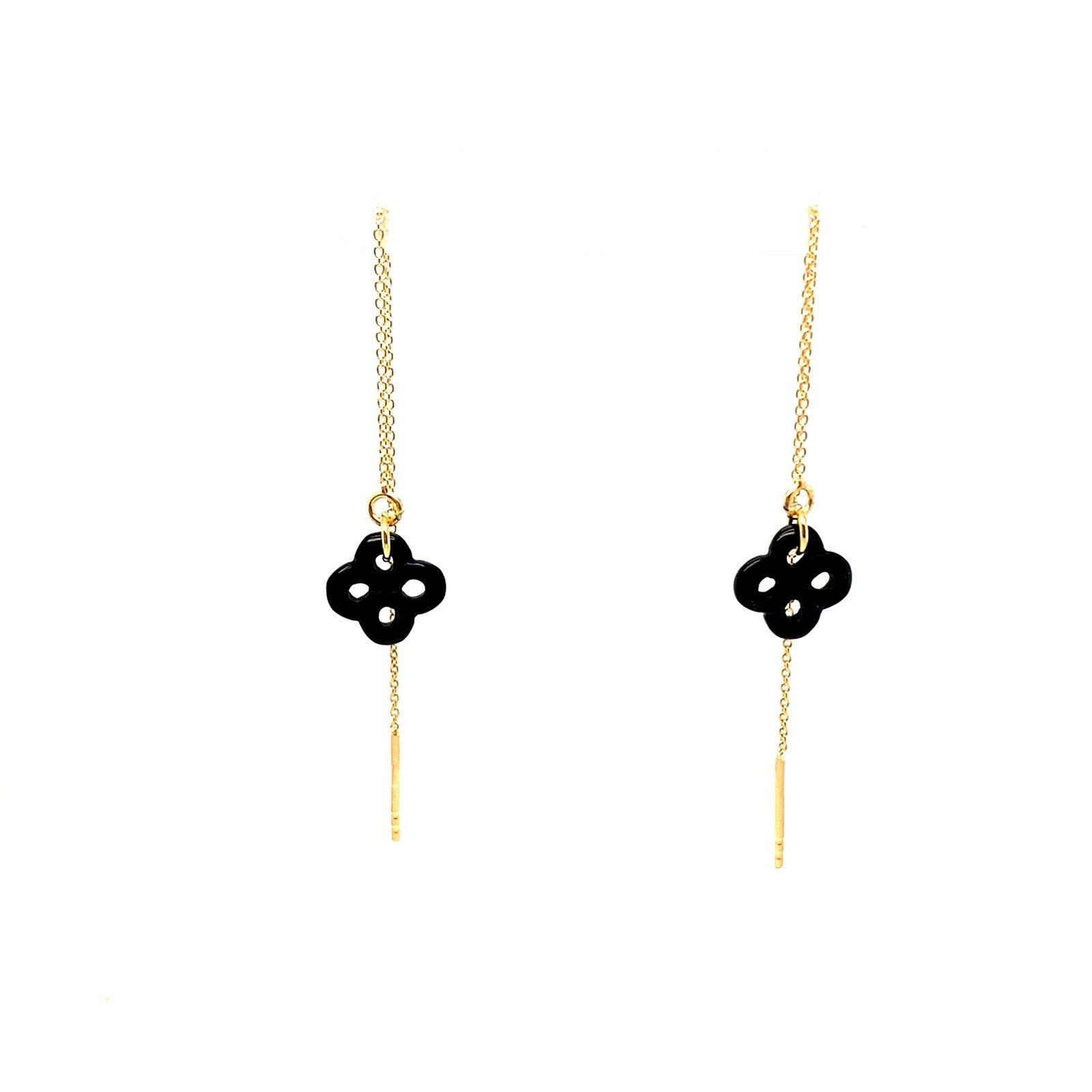 Ilargia Chainettes Argent Plaqué Or Jaune Lauburu Ttiki Onyx