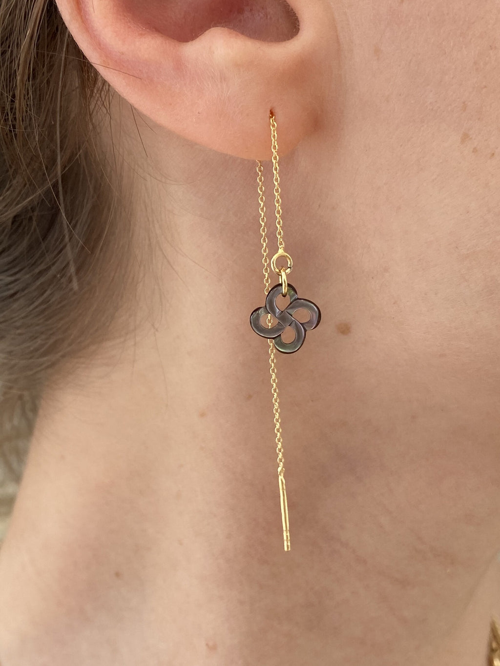 Ilargia Chainettes Argent Plaqué Or Jaune Lauburu Ttiki Onyx