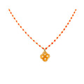 Collier Izarra Argent Plaque Or Jaune Cornaline Laque Orange