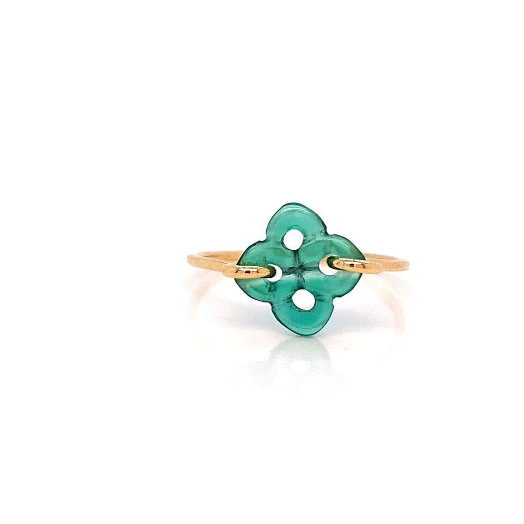 Bague Goxokia Or Jaune Agate Verte