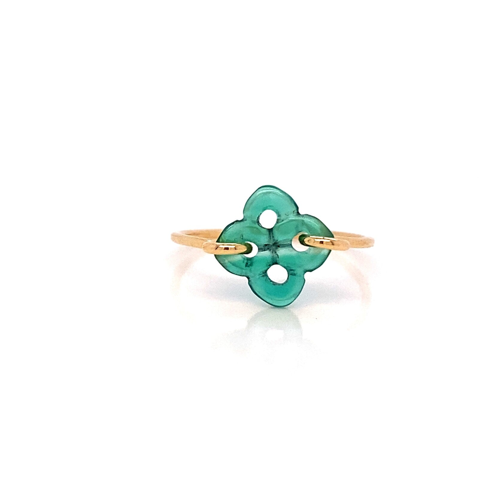 Bague Goxokia Or Jaune Agate Verte