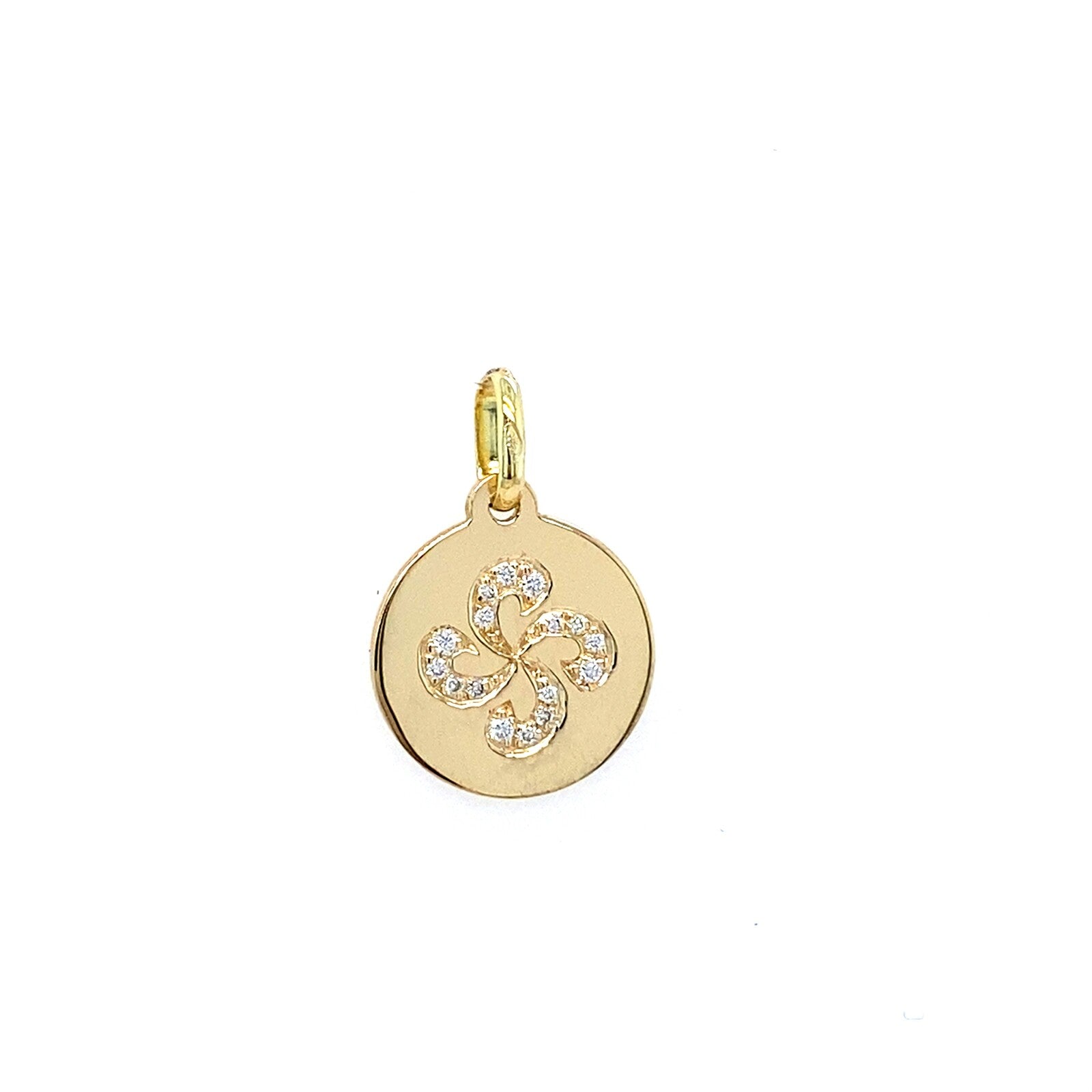 Pendentif Diamants Or Jaune Lauburu