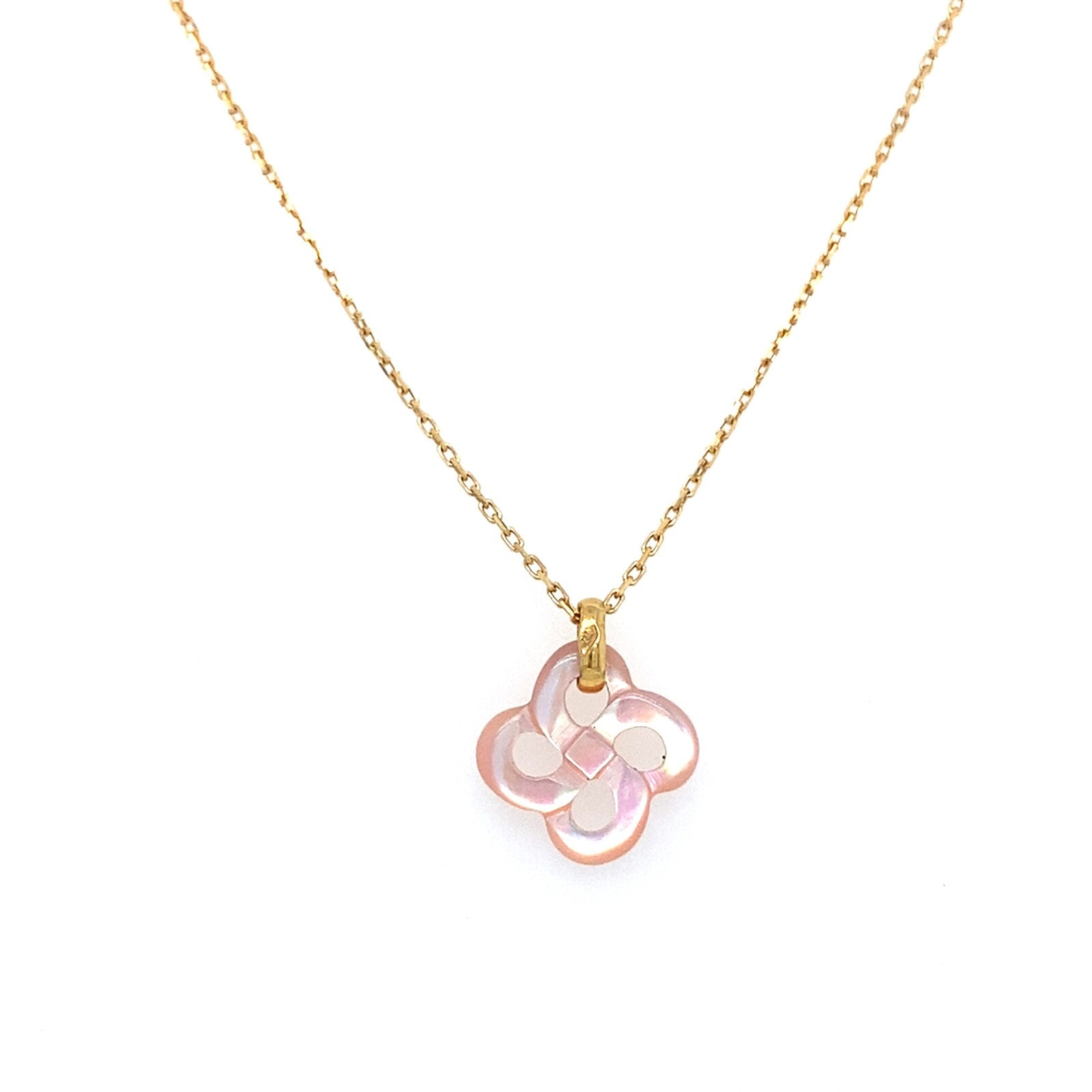 Collier Or Jaune Nacre Rose Chaine
