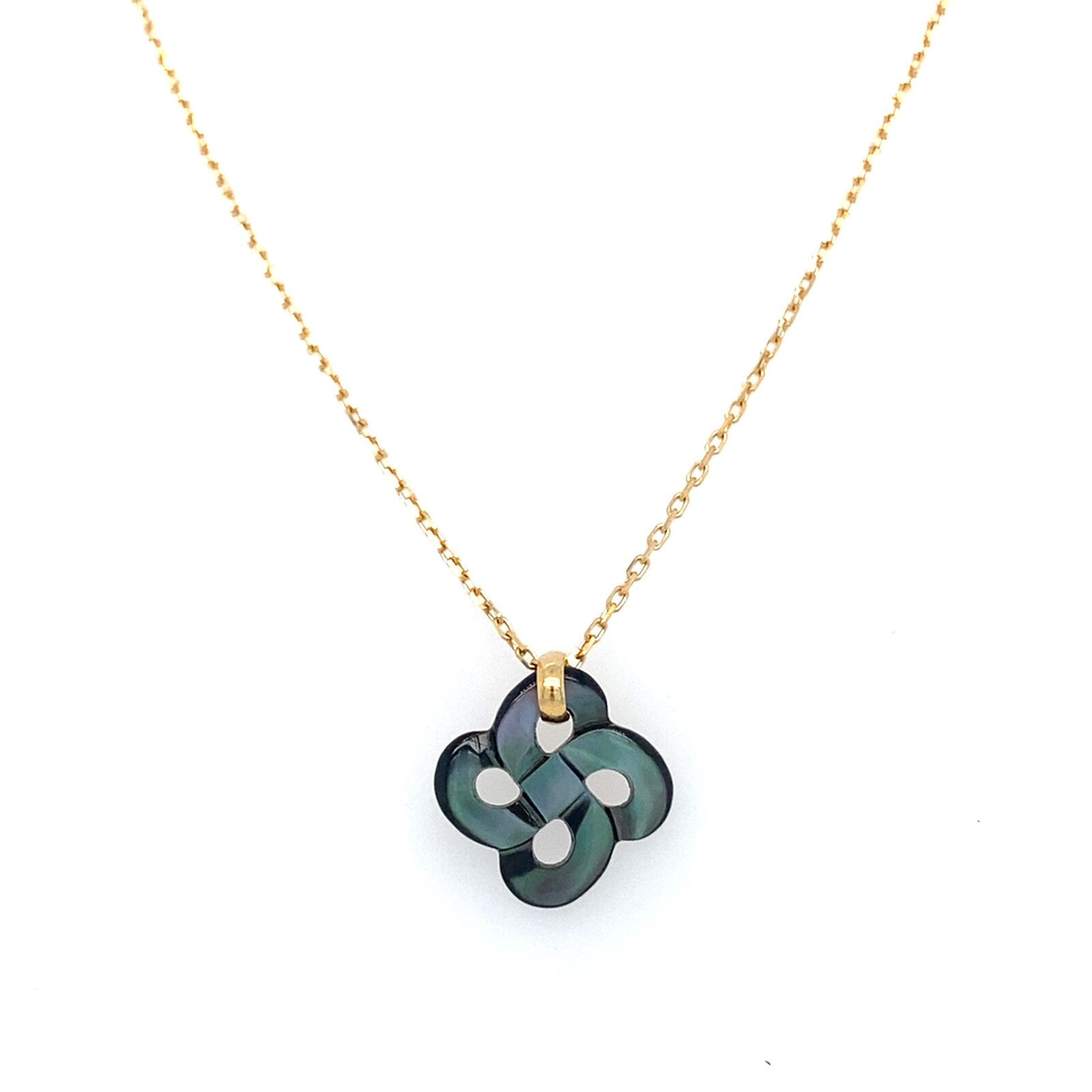 Collier Or Jaune Nacre Grise Chaine