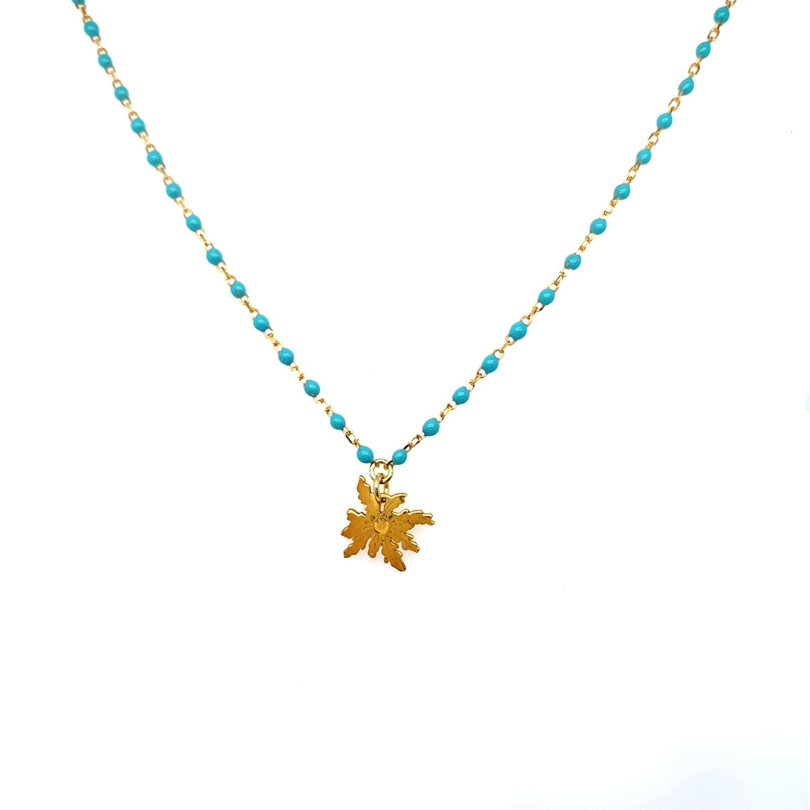 Collier Eguzki Lore Plaqué Or Jaune Laque Bleue