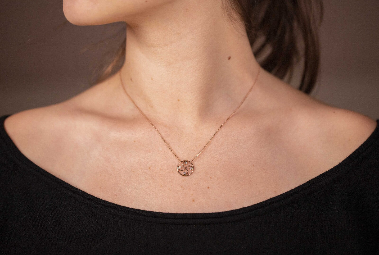 Collier Nahia Txiki Diamants Or Rose