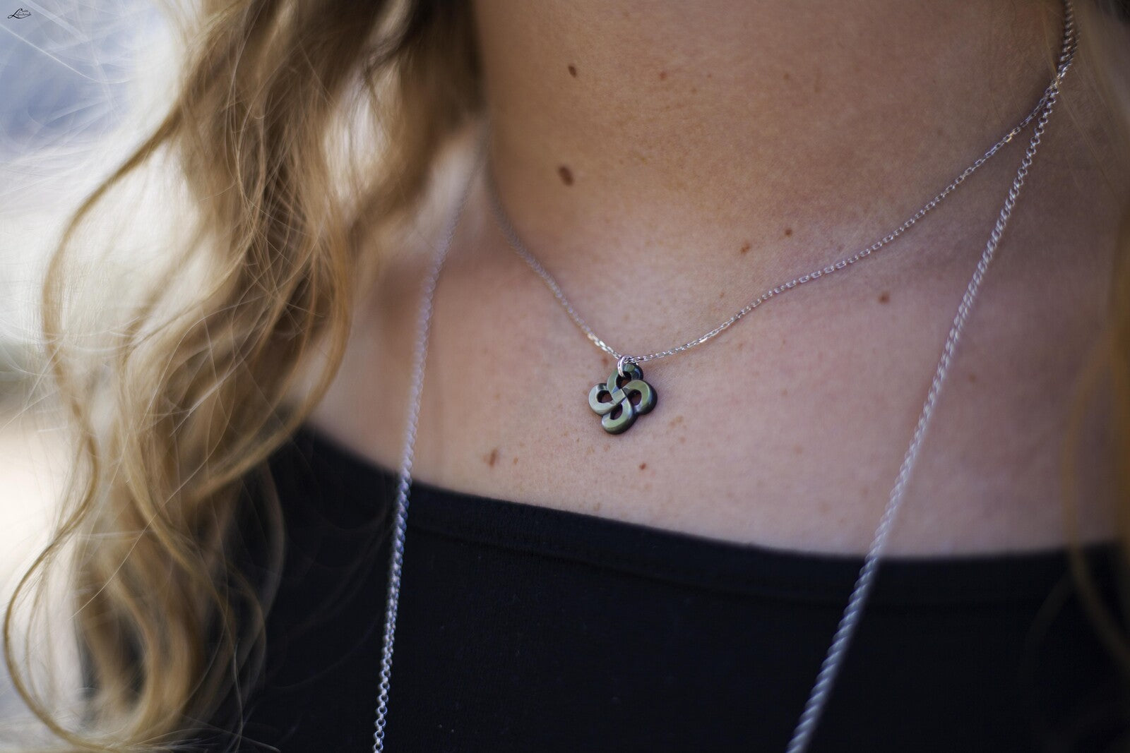 Collier Ilargia Argent Nacre Grise