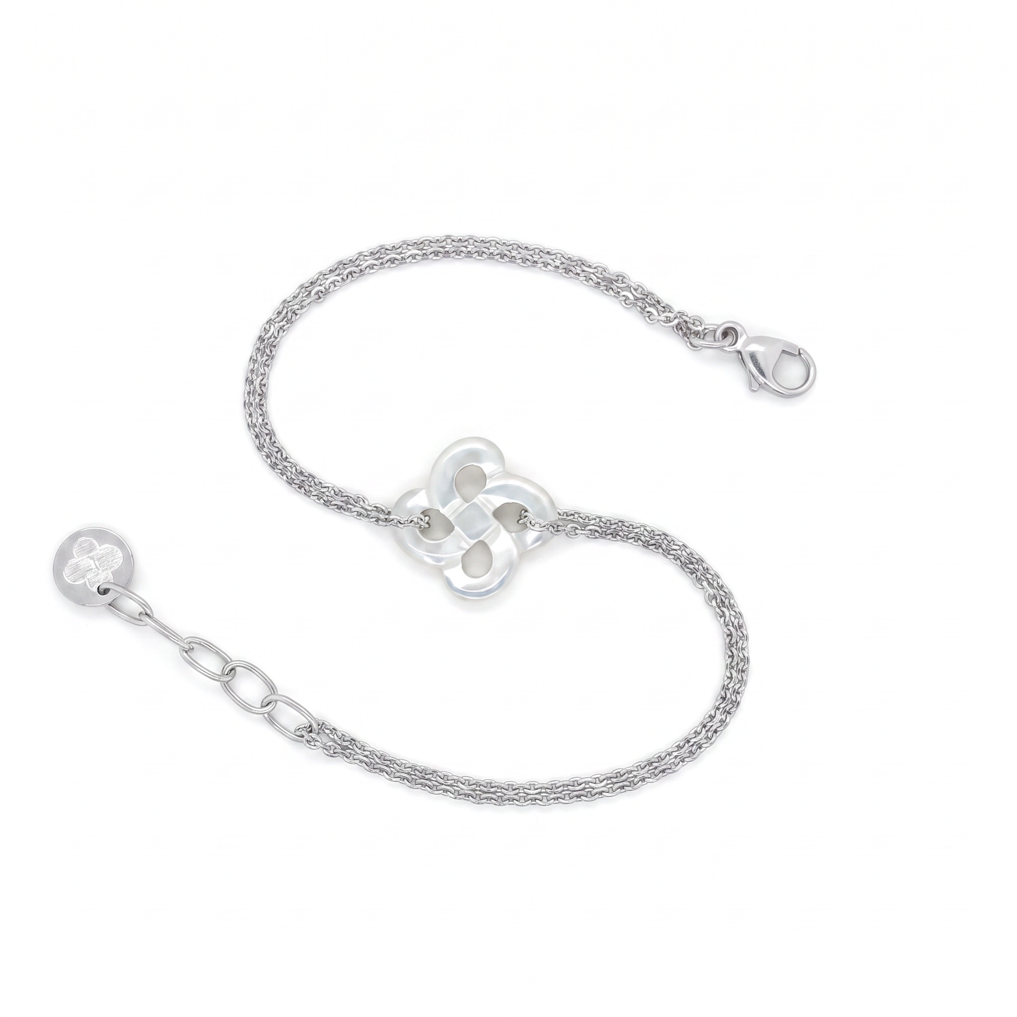 Bracelet Ilargia Argent Lauburu Ttiki Nacre blanche