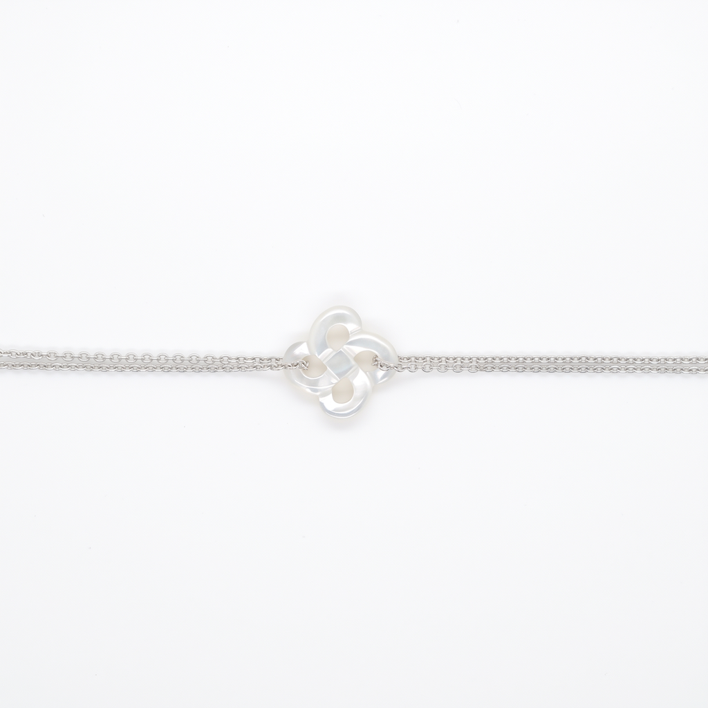 Bracelet Ilargia Argent Lauburu Ttiki Nacre blanche