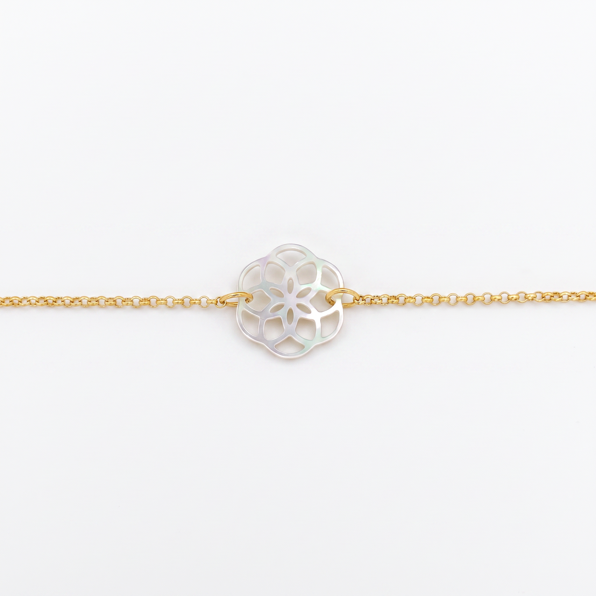 Bracelet Ilargia Argent Plaqué Or Jaune Stèle Xabier Ttiki Nacre Blanche