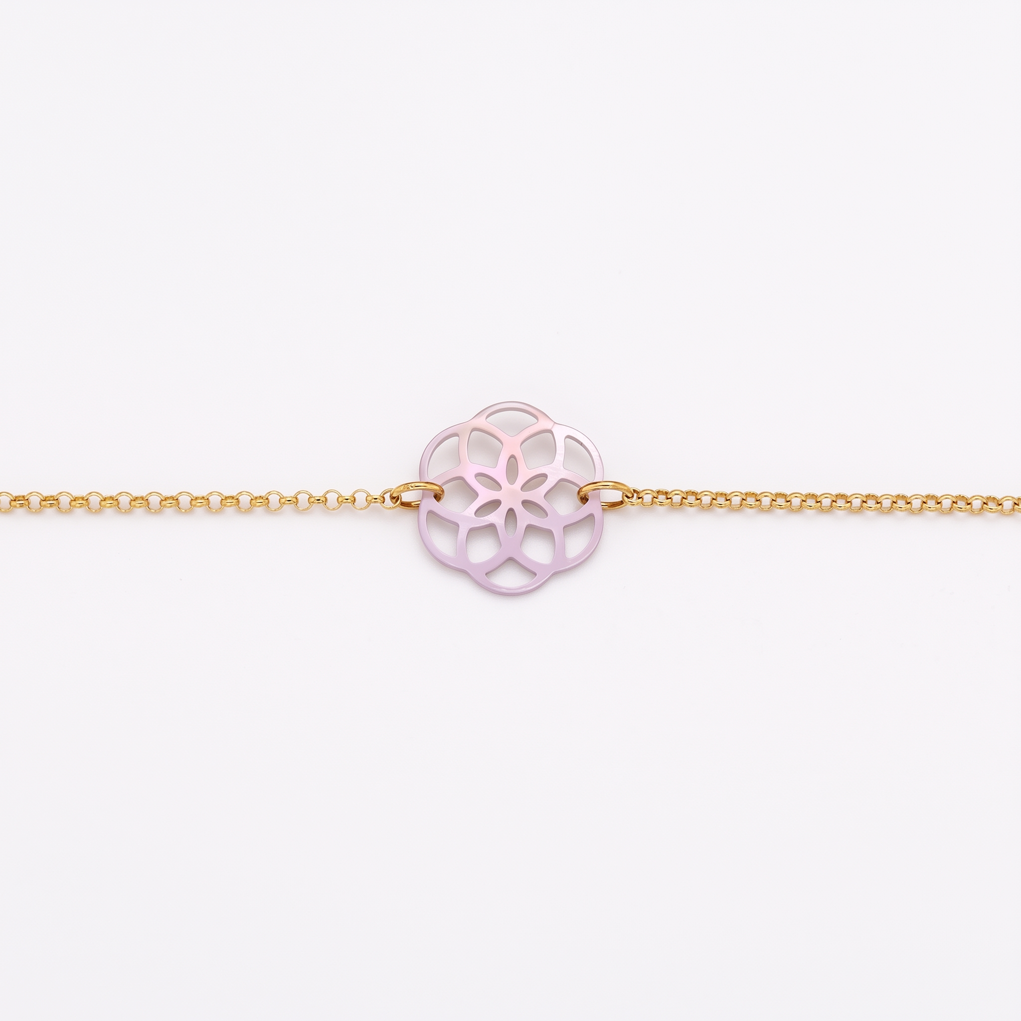 Bracelet Ilargia Argent Plaqué Or Jaune Stèle Xabier Ttiki Nacre Rose