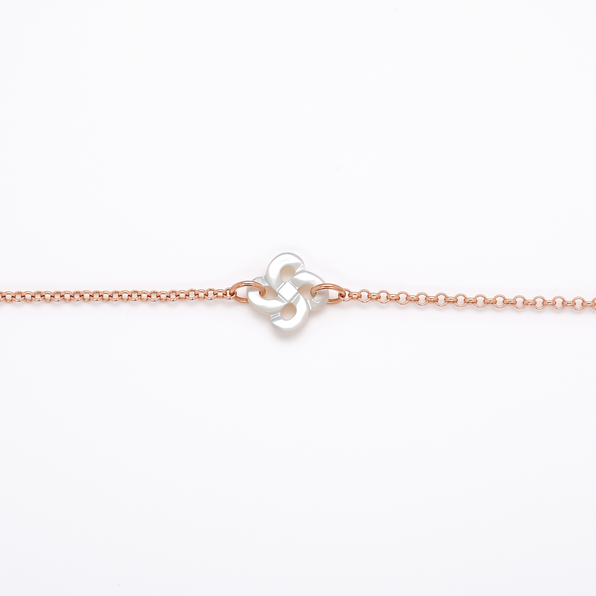Bracelet Ilargia Argent Plaqué Or Rose Lauburu Ttiki Nacre Blanche