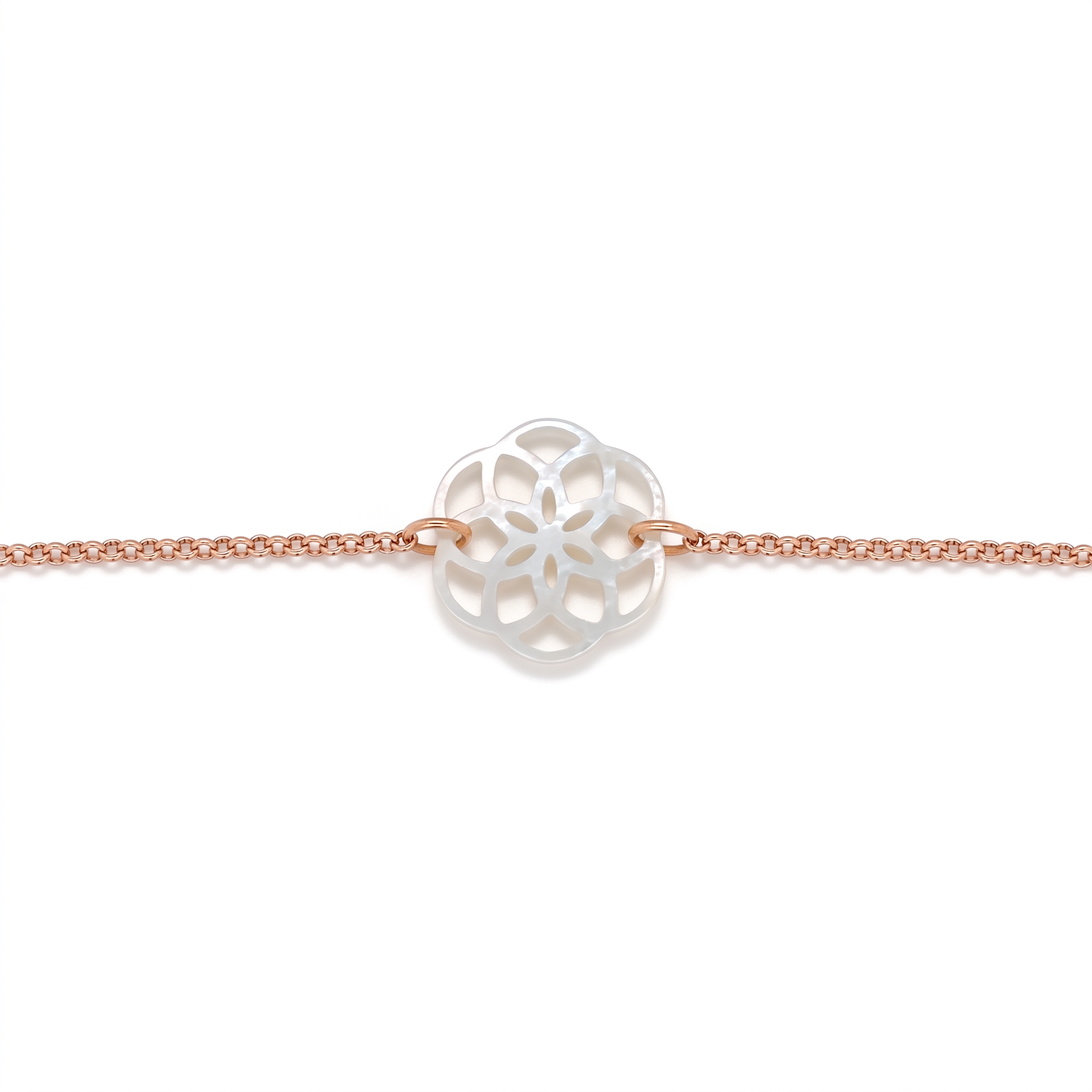 Bracelet Ilargia Argent Plaqué Or Rose Stèle de Xabier Ttiki Nacre Blanche