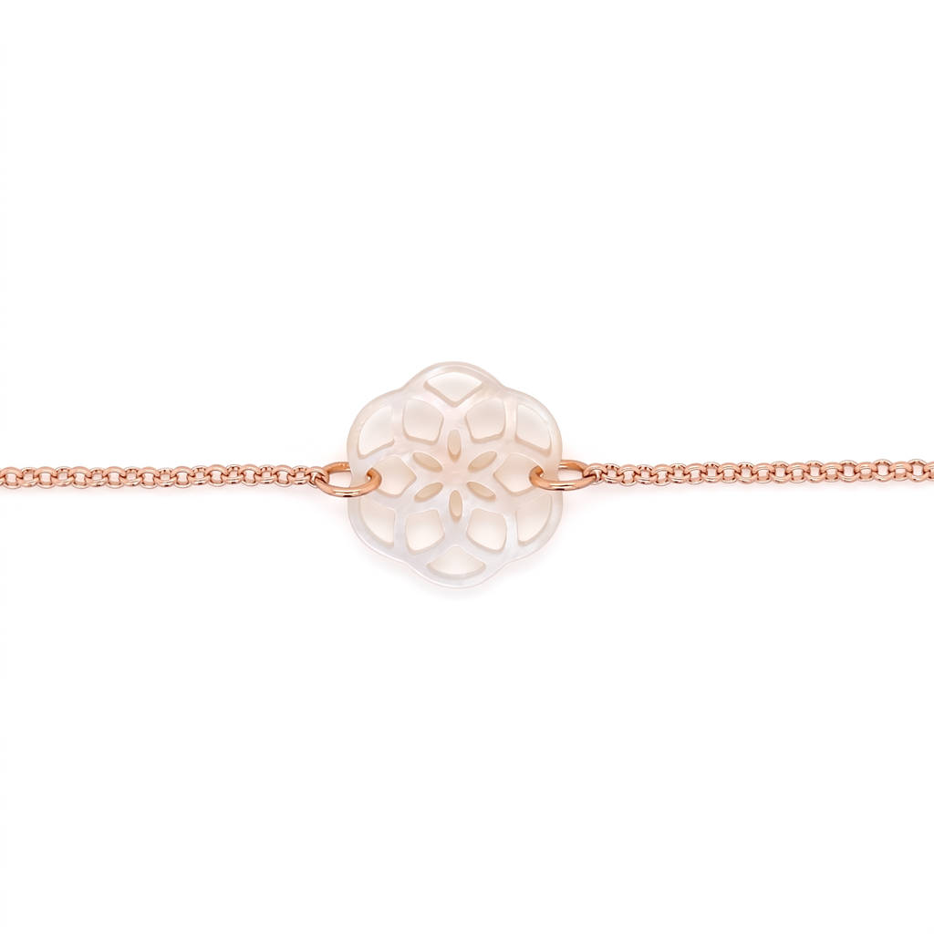Bracelet Ilargia Argent Plaqué Or Rose Stèle de Xabier Ttiki Nacre Rose