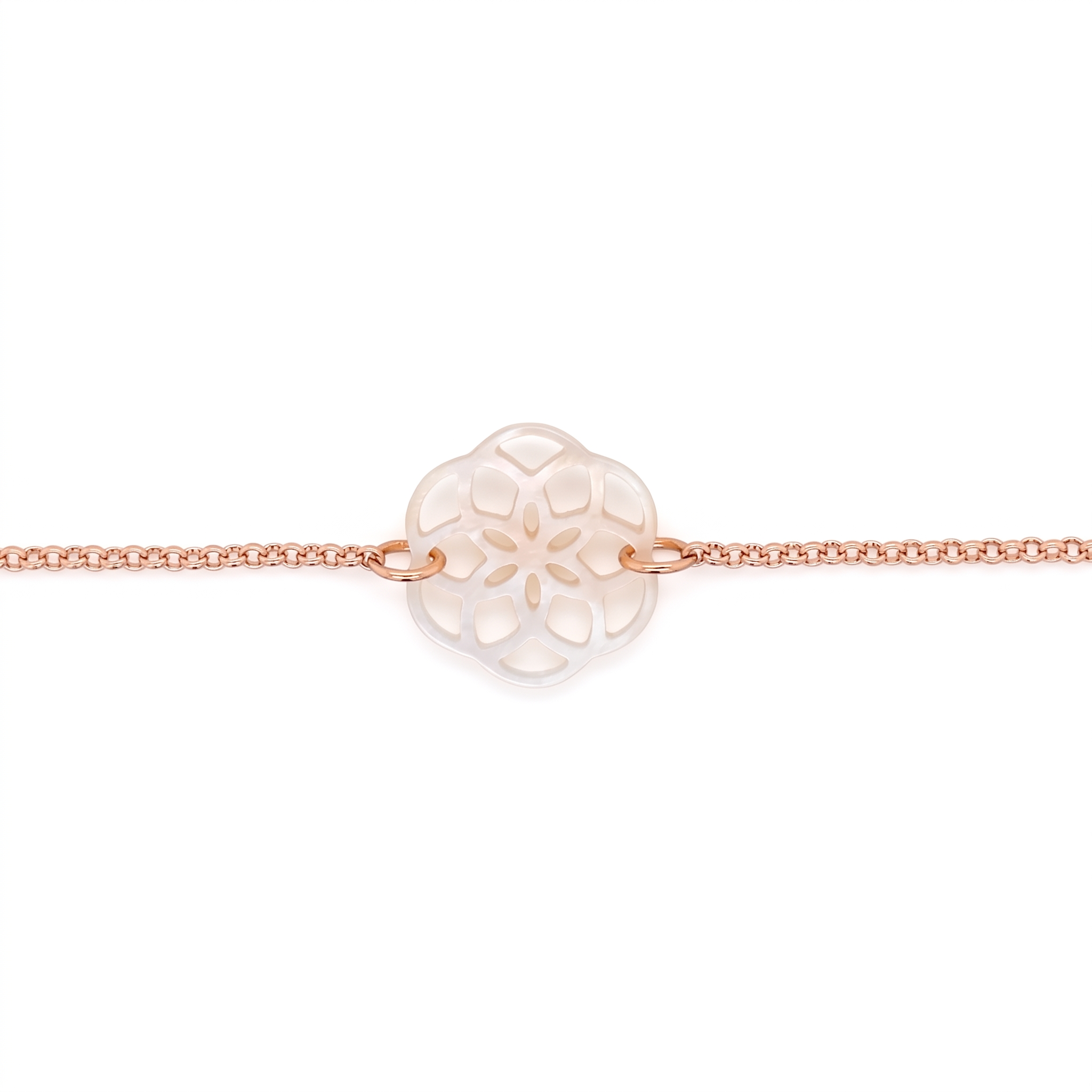 Bracelet Ilargia Argent Plaqué Or Rose Stèle de Xabier Ttiki Nacre Rose