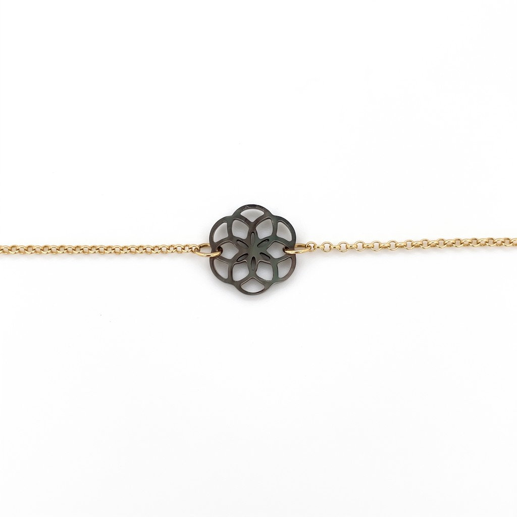 Bracelet Ilargia Argent Plaque Or Jaune Stèle Xabier Ttiki Nacre Grise