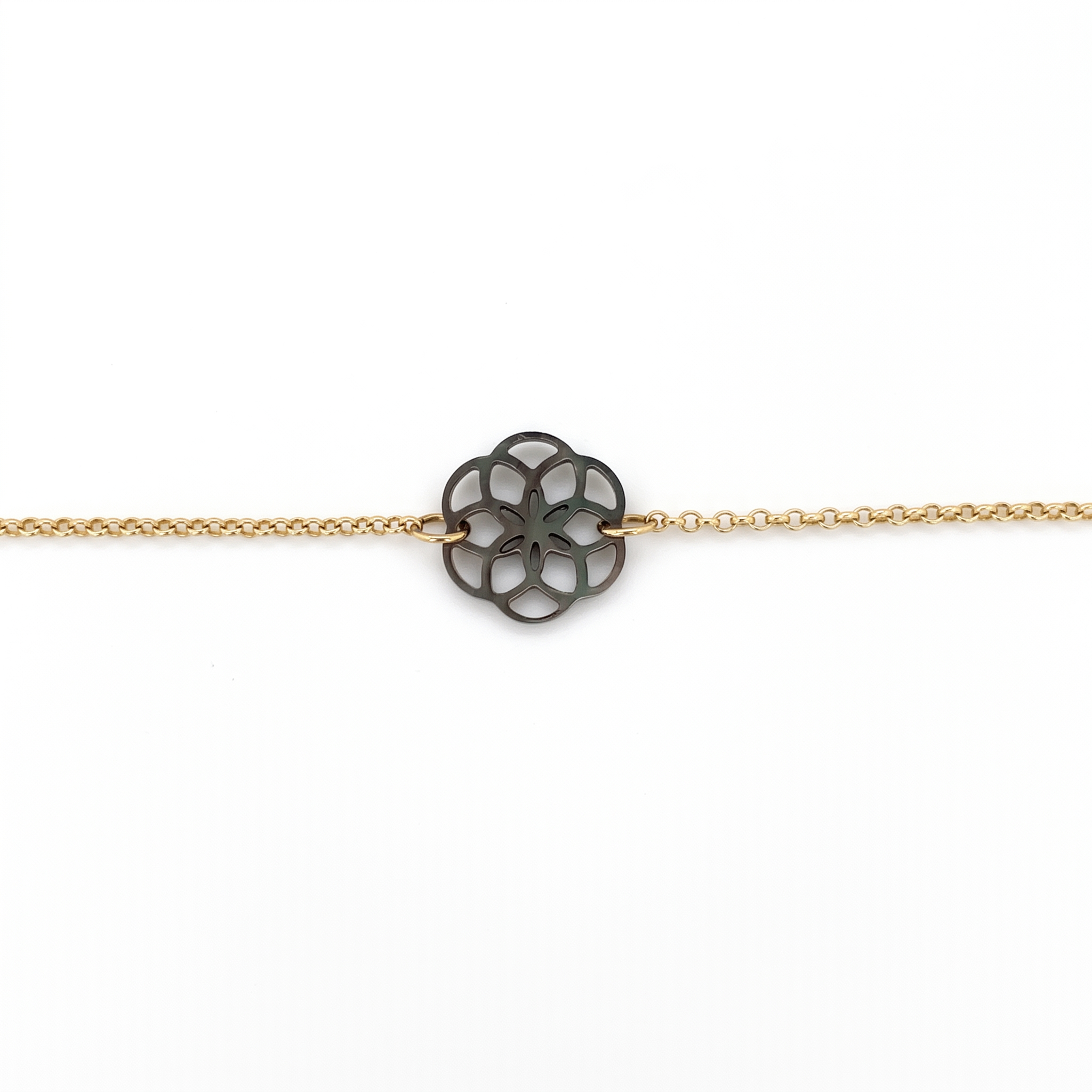Bracelet Ilargia Argent Plaque Or Jaune Stèle Xabier Ttiki Nacre Grise