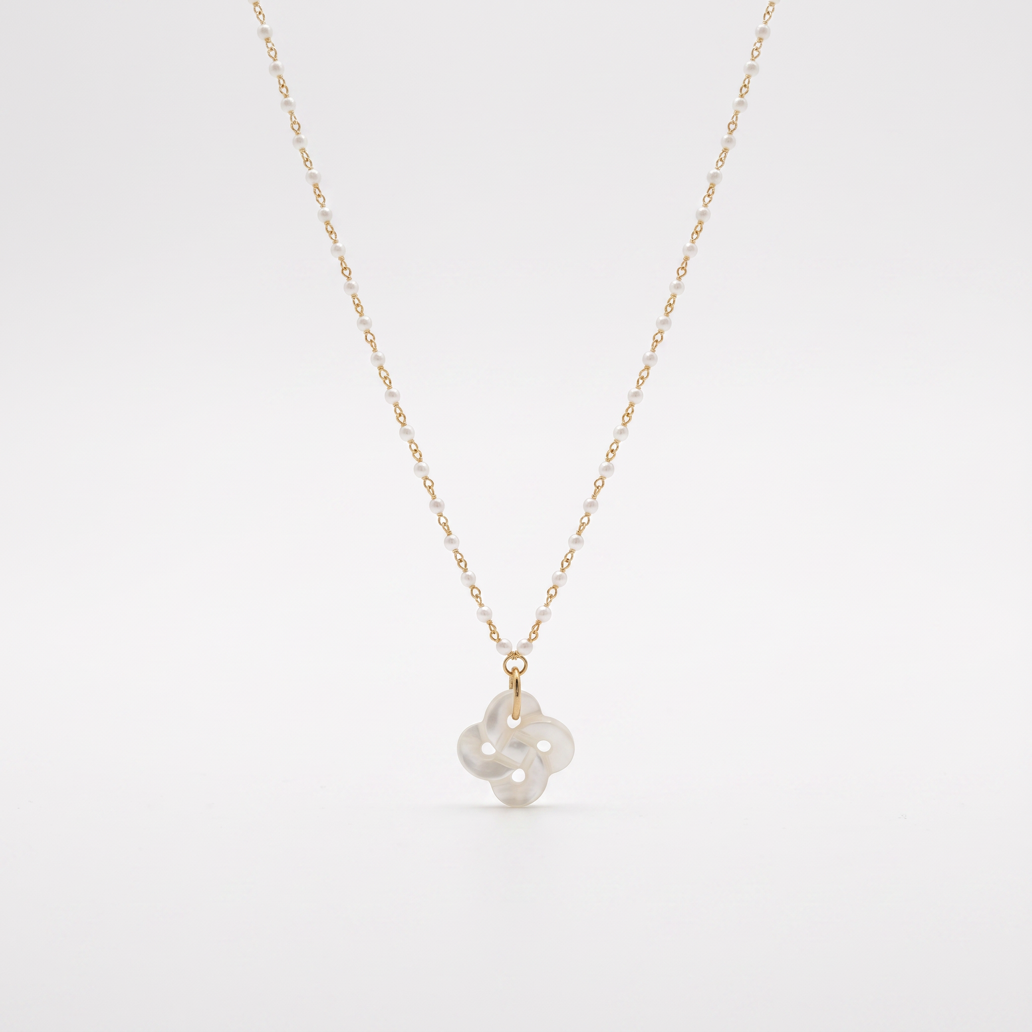 Collier Izarra Argent Plaqué Or Jaune Nacre Blanche Laque Blanche