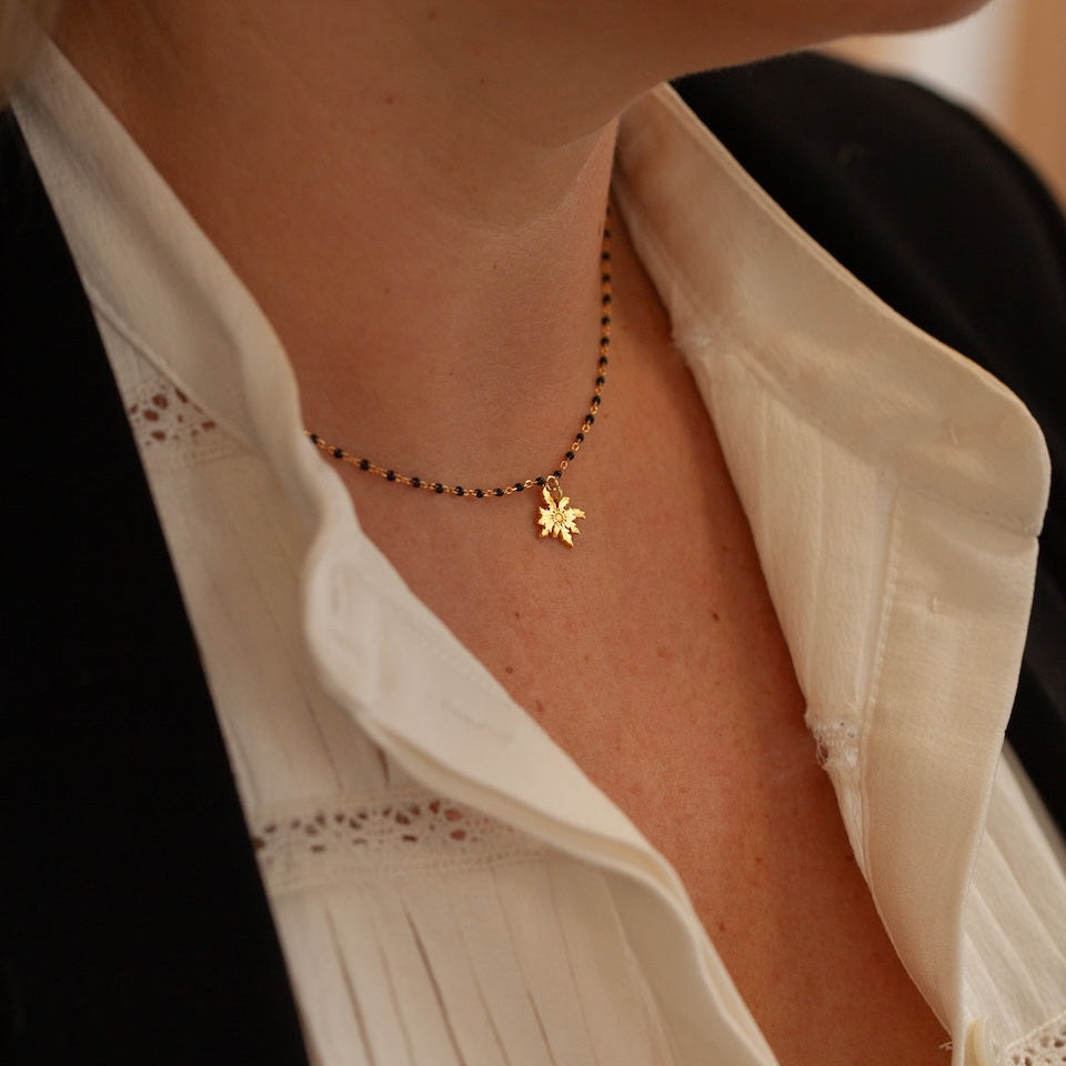 Collier Eguzki Lore Plaqué Or Jaune Laque noire