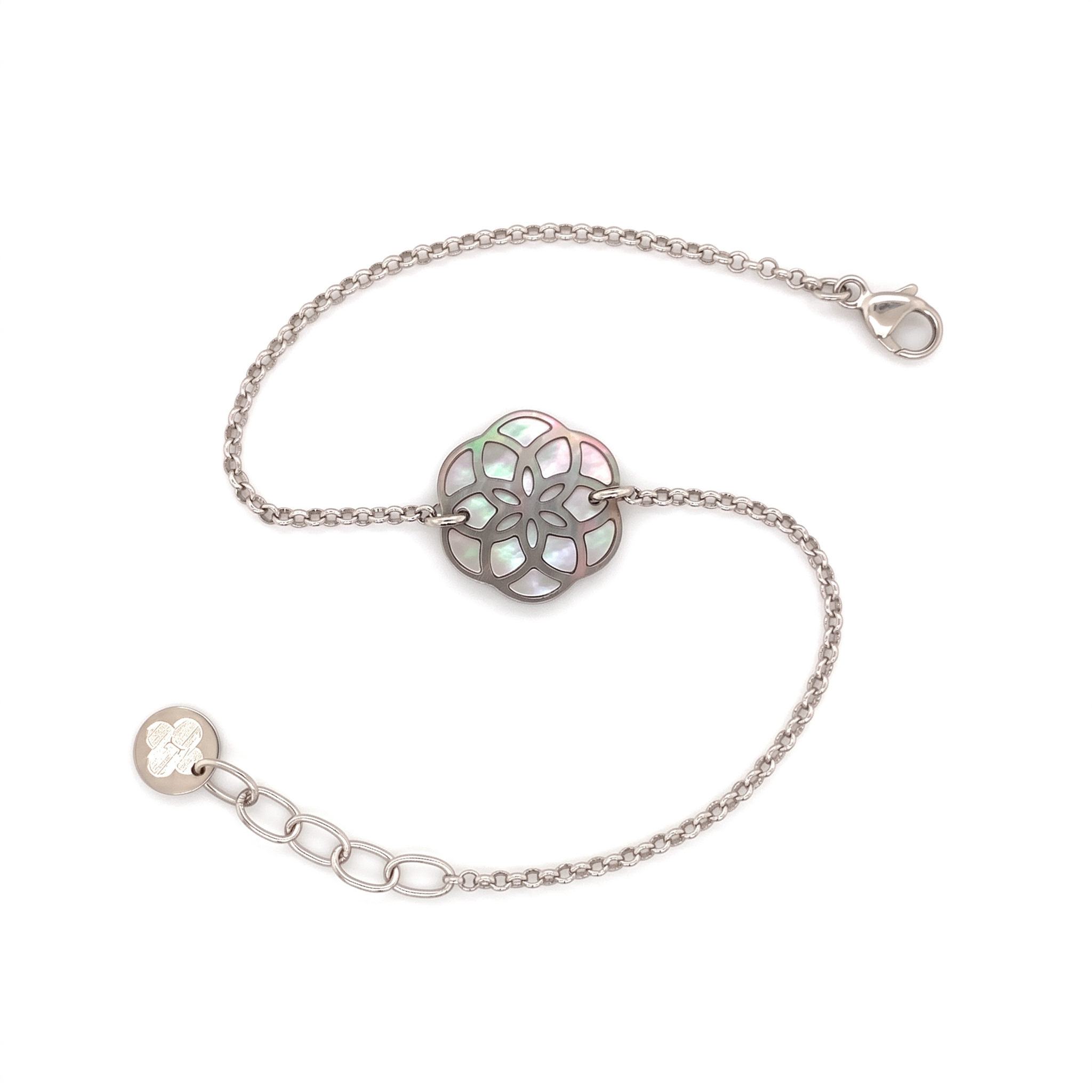 Bracelet Ilargia Argent Stèle Xabier Ttiki Nacre grise