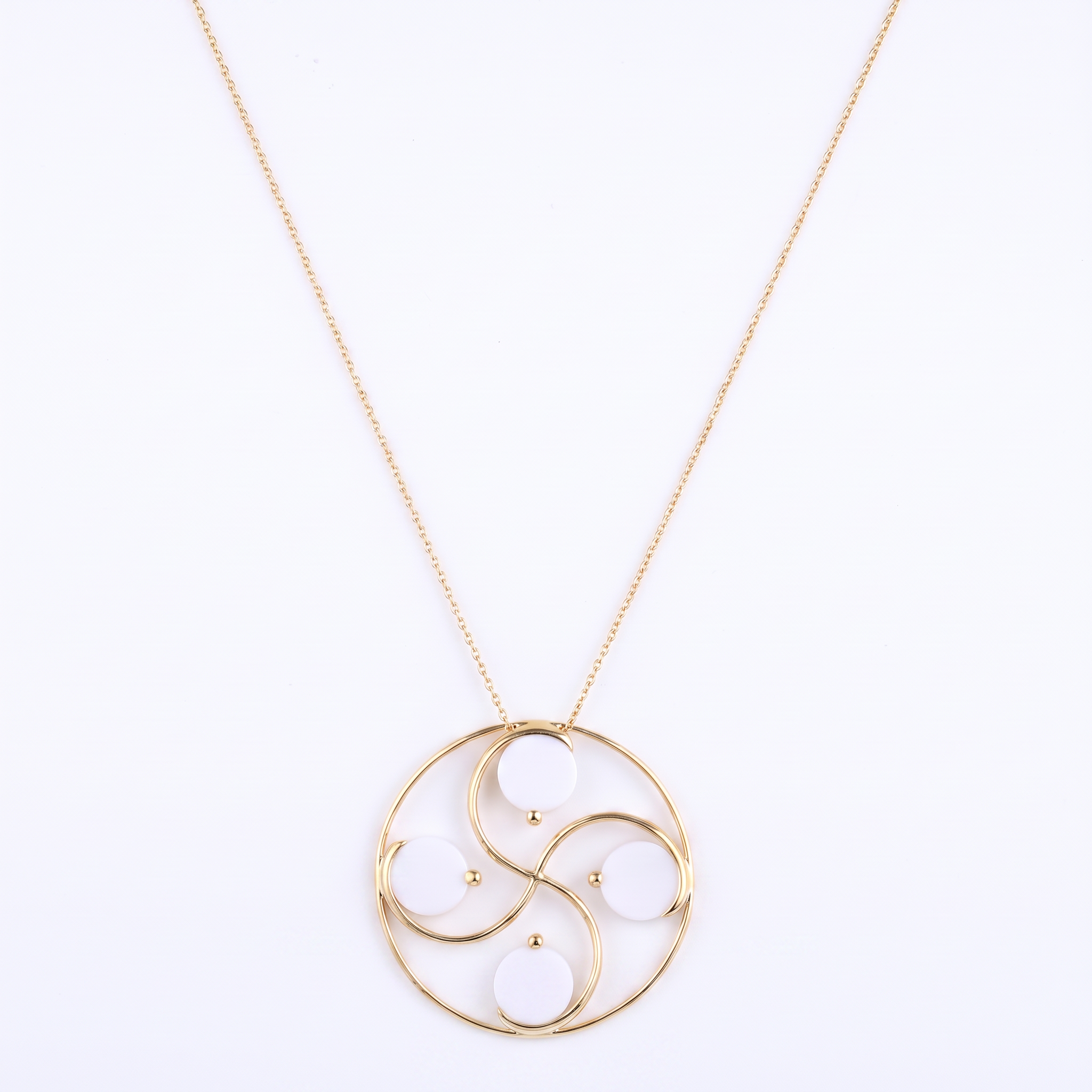 Pendentif Nahia Handia Agate Blanche Or Rose