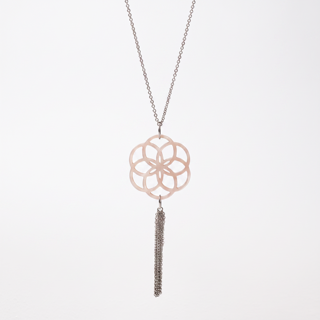 Sautoir Stèle Xabier Nacre Rose Argent