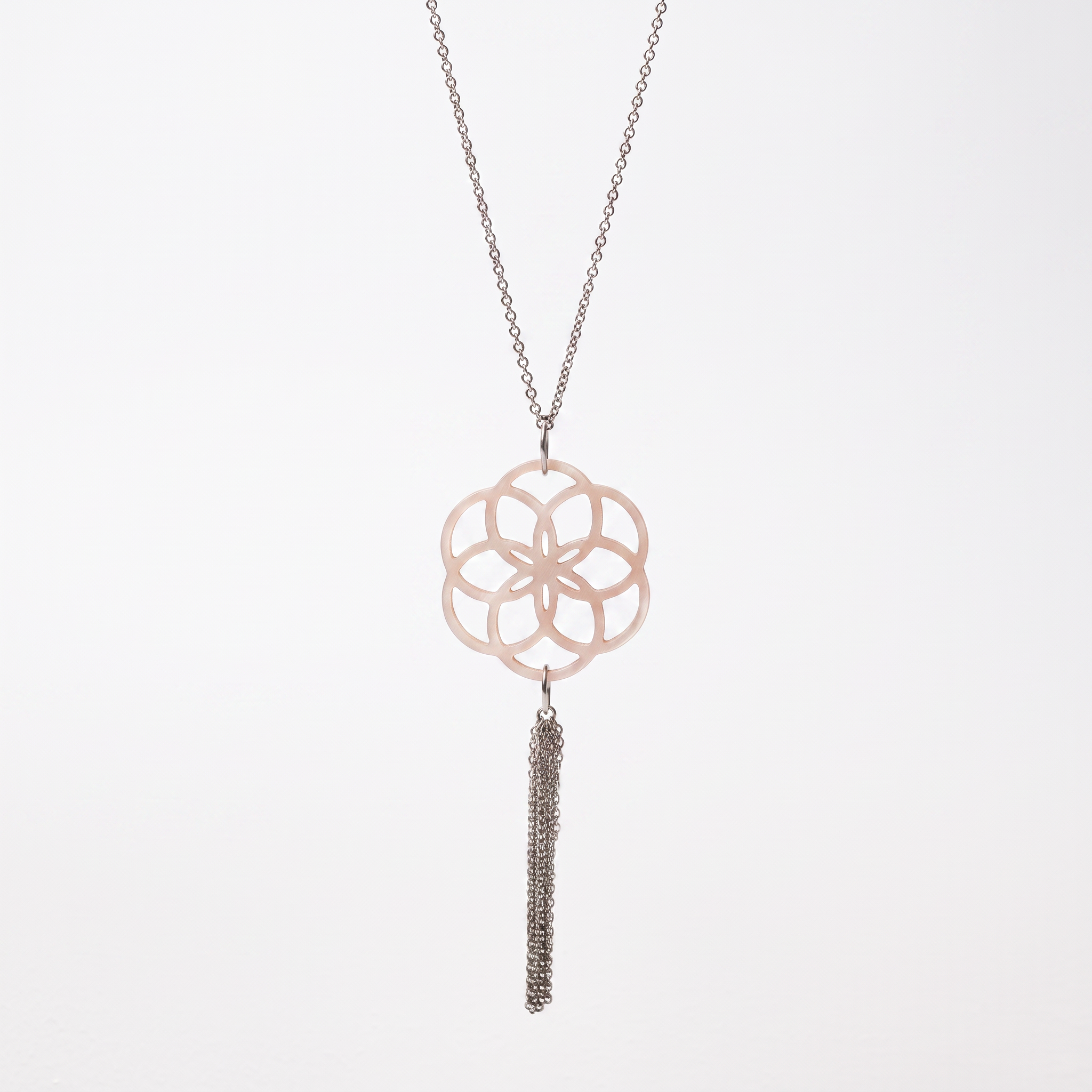 Sautoir Stèle Xabier Nacre Rose Argent