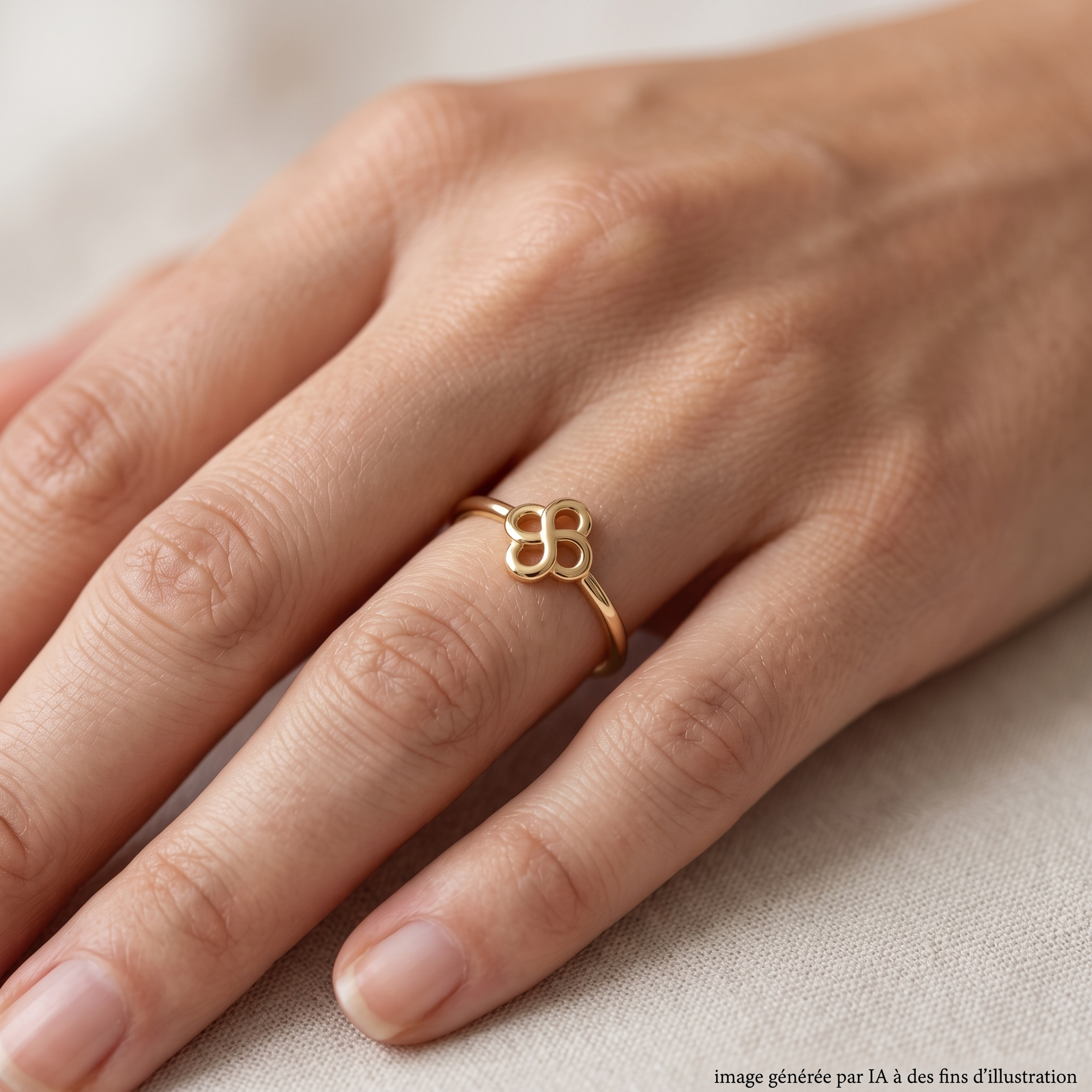 Bague Luma Txiki Or Jaune 750 portée - photo générée par IA