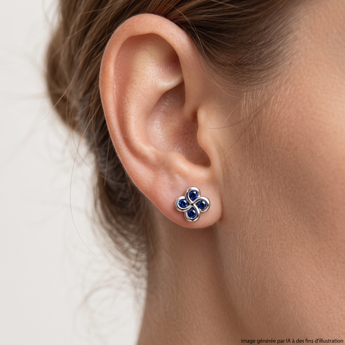 Boucles D'oreilles Alaia Saphirs Or Blanc portées - photo générée par IA