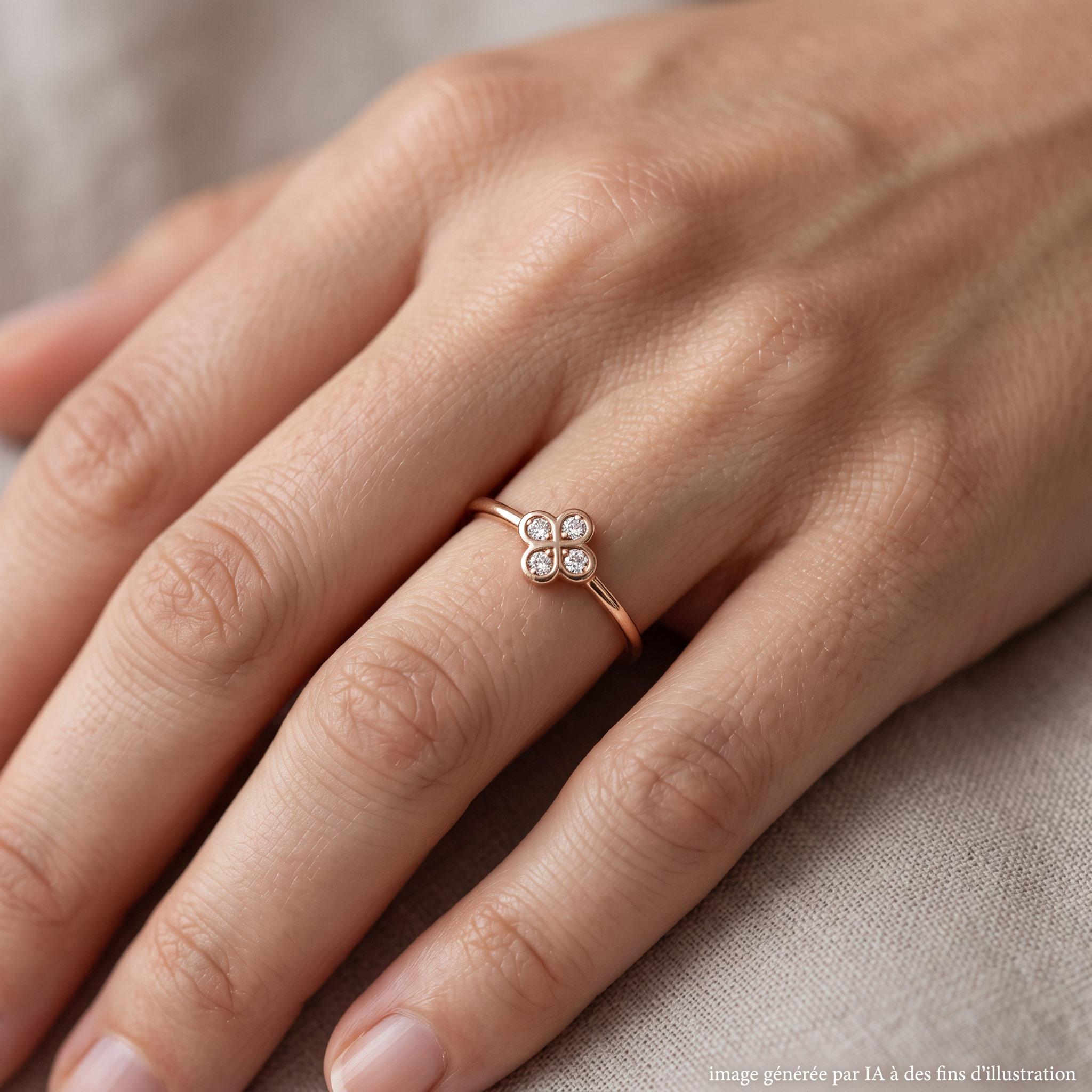 Bague Alaia Txiki Diamants en Or Rose portée - photo générée par IA