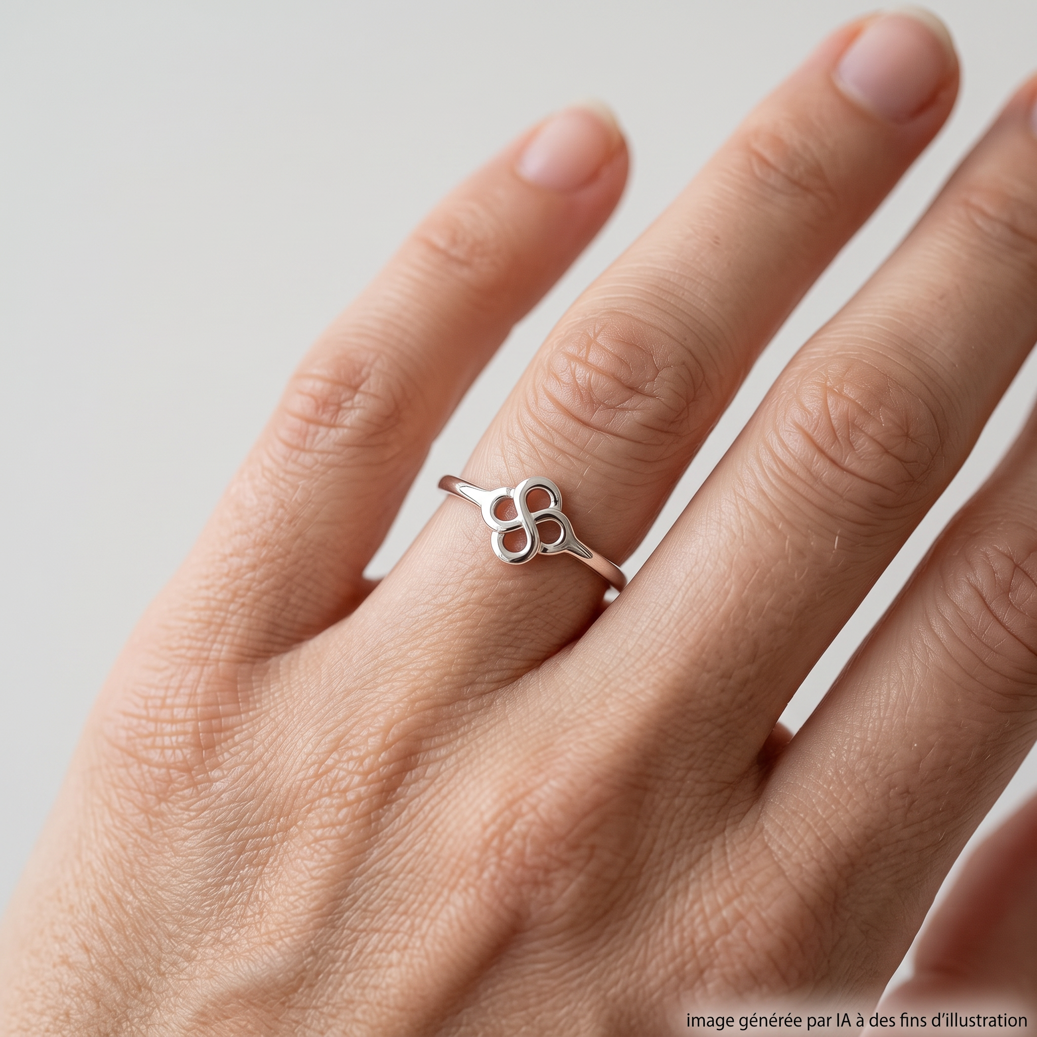 Bague Luma Txiki Or Blanc 750 portée - photo générée par IA