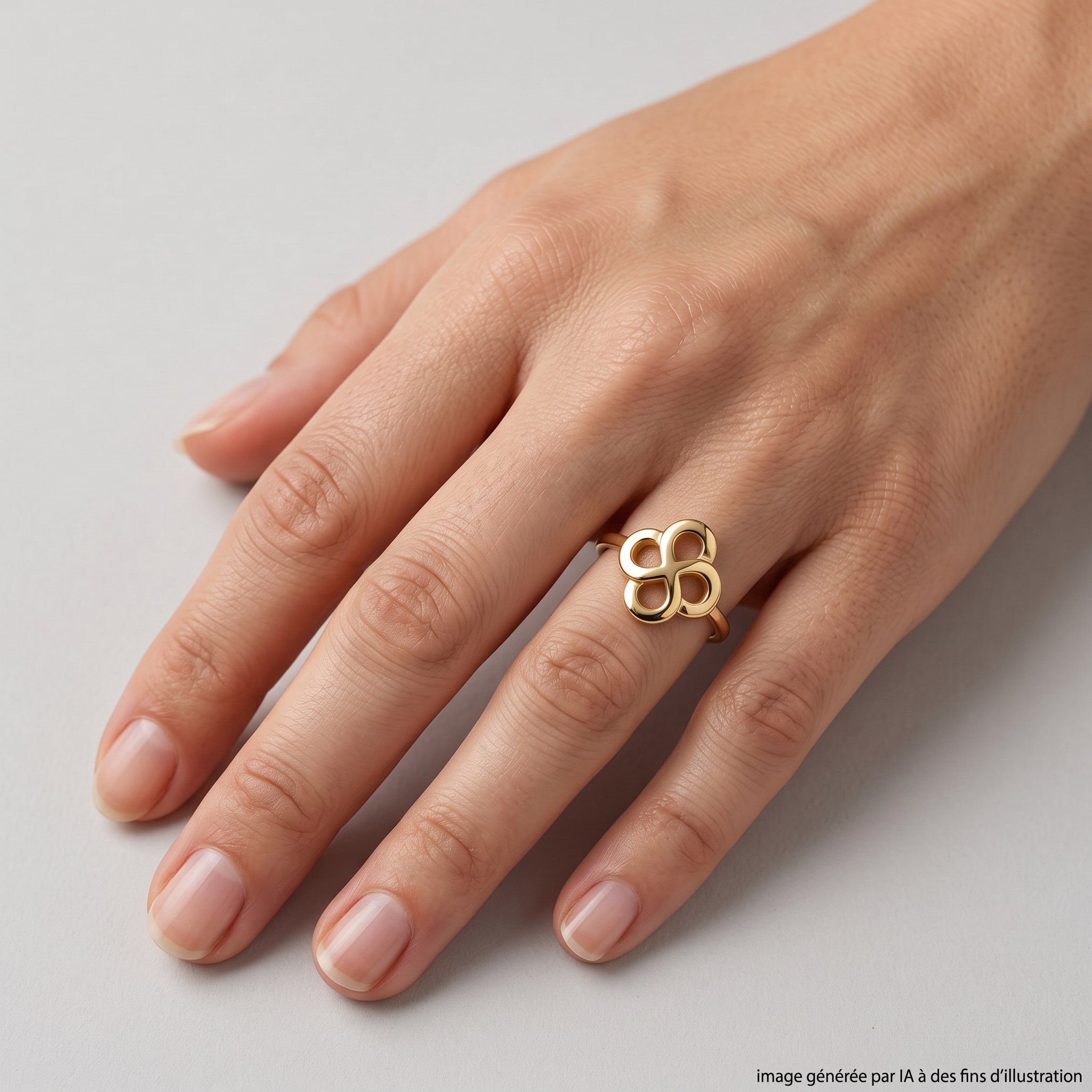Bague Luma Or Jaune 750 portée - photo générée par IA